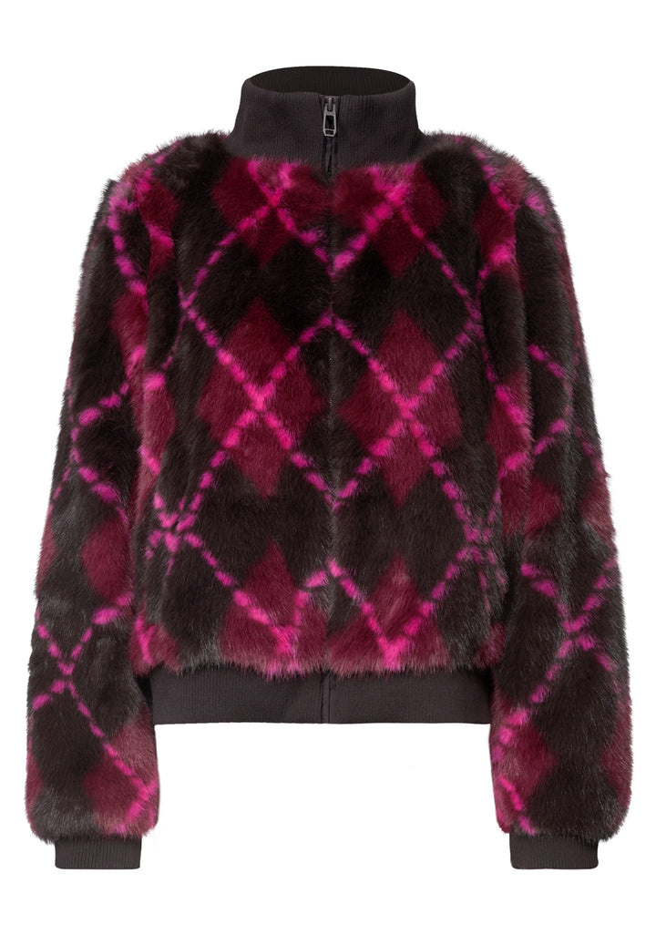 Studio Check Fake Fur Bomber J, charred brown 37850 Bild 1