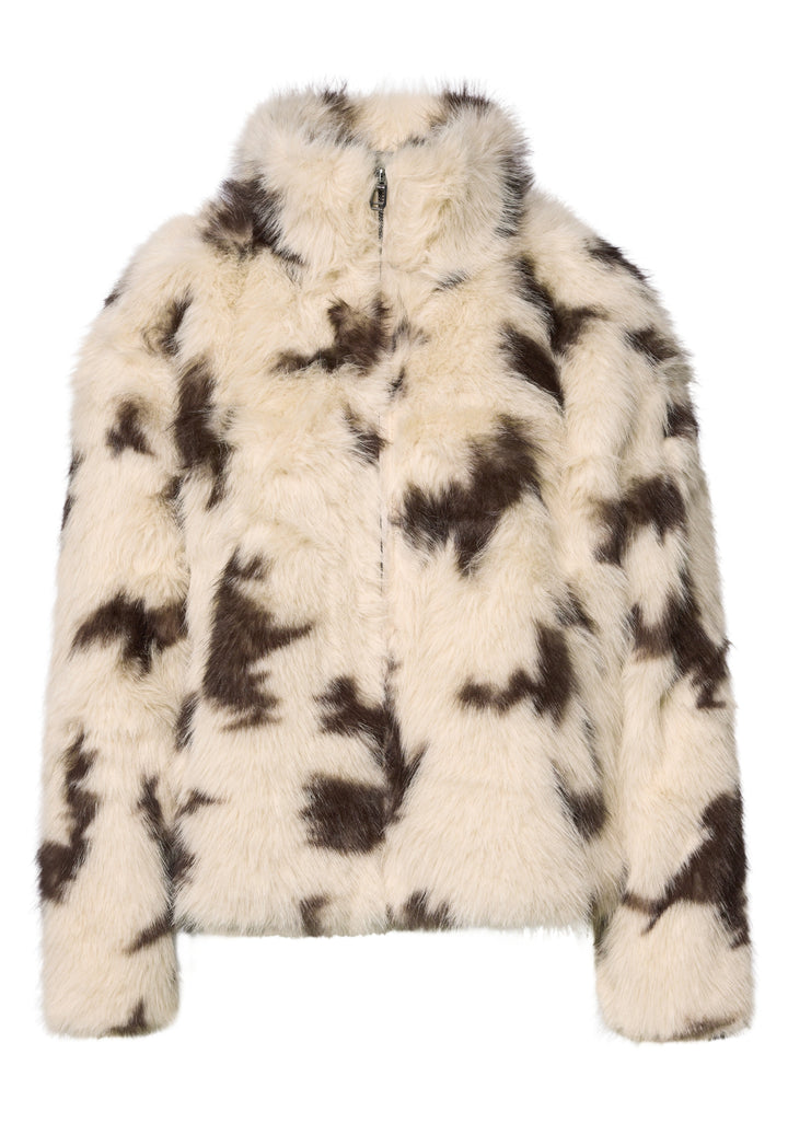 Studio Fake Fur Jkt w. Cow AOP, light sunstone beige 26350 Bild 1