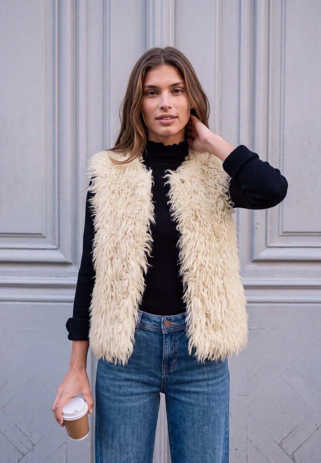 Studio Fake Fur Vest, creamed sand 17880 Bild 7