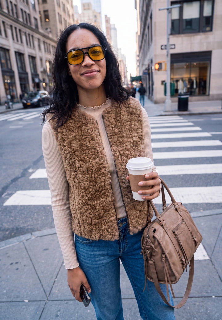 Studio Fake Fur Vest, Honey Brown 17562 Bild 3