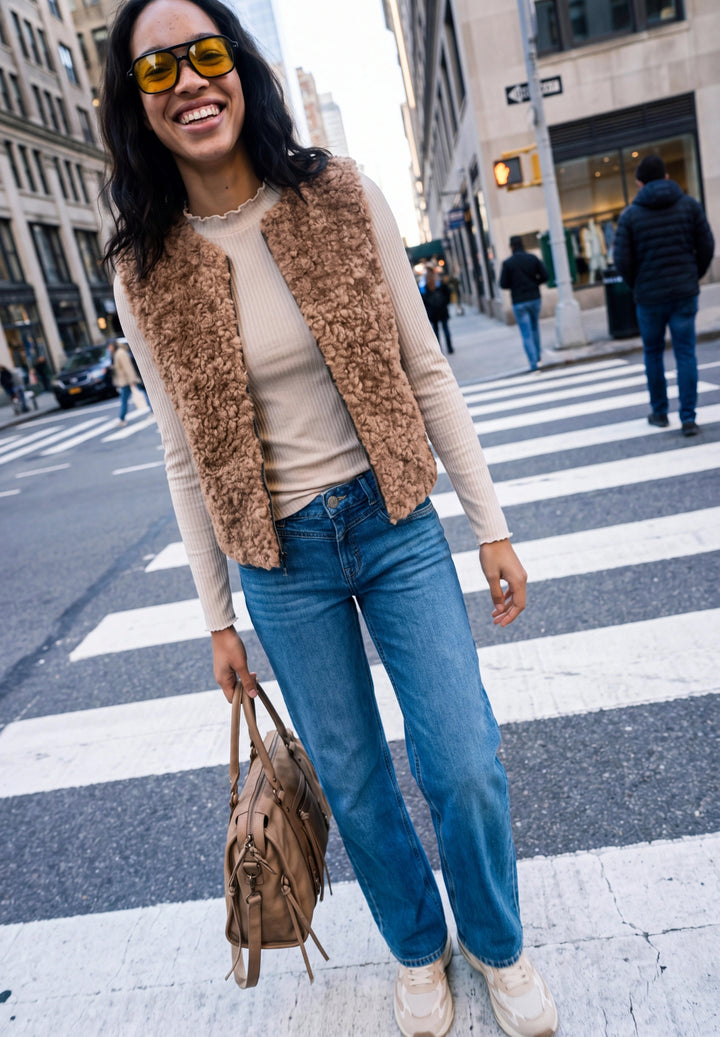 Studio Fake Fur Vest, Honey Brown 17562 Bild 5