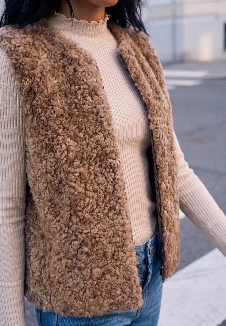 Studio Fake Fur Vest, Honey Brown 17562 Bild 6
