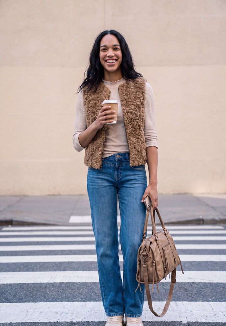 Studio Fake Fur Vest, Honey Brown 17562 Bild 7