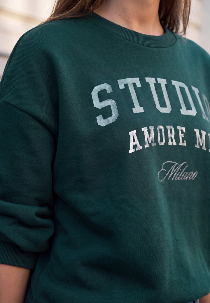 Studio Loose Fit Crewneck w. A, mossed green 28111 Bild 6