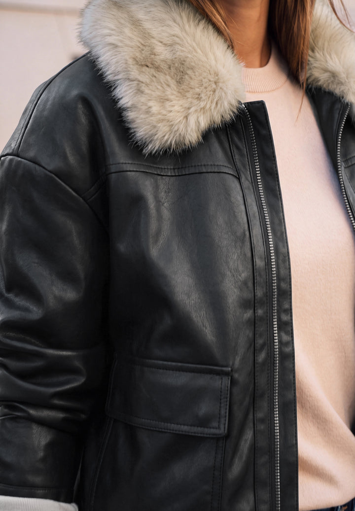 Studio PU Jkt w. Removable Fak, Black 10001 Bild 6