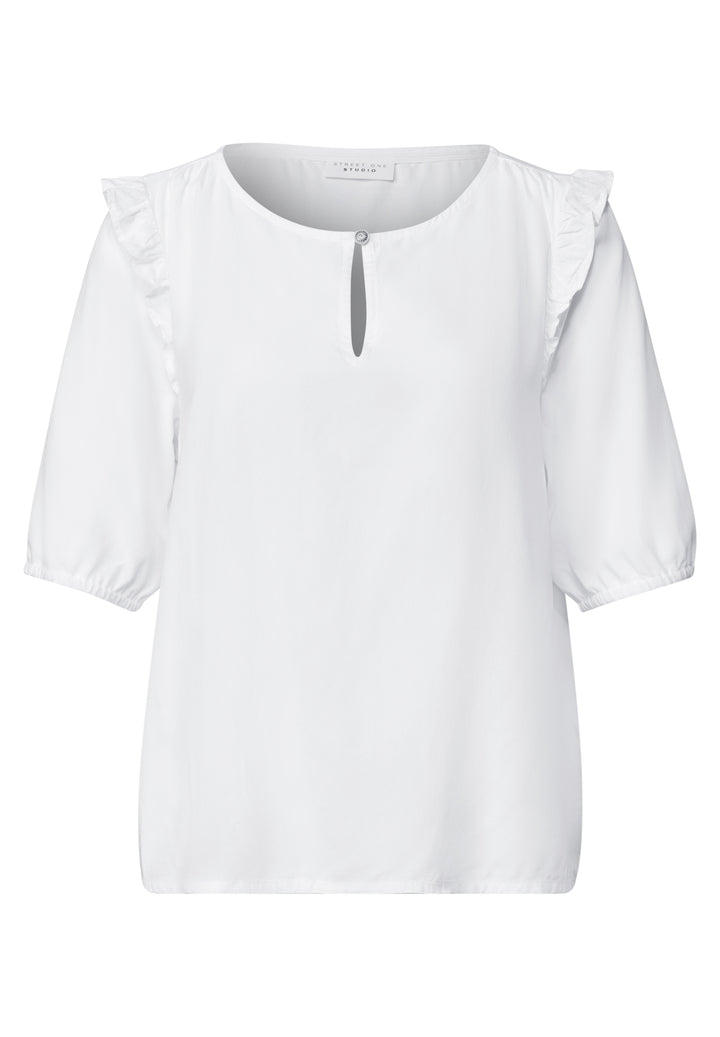 Studio_Roundneck blouse w vola, White 10000 Bild 1