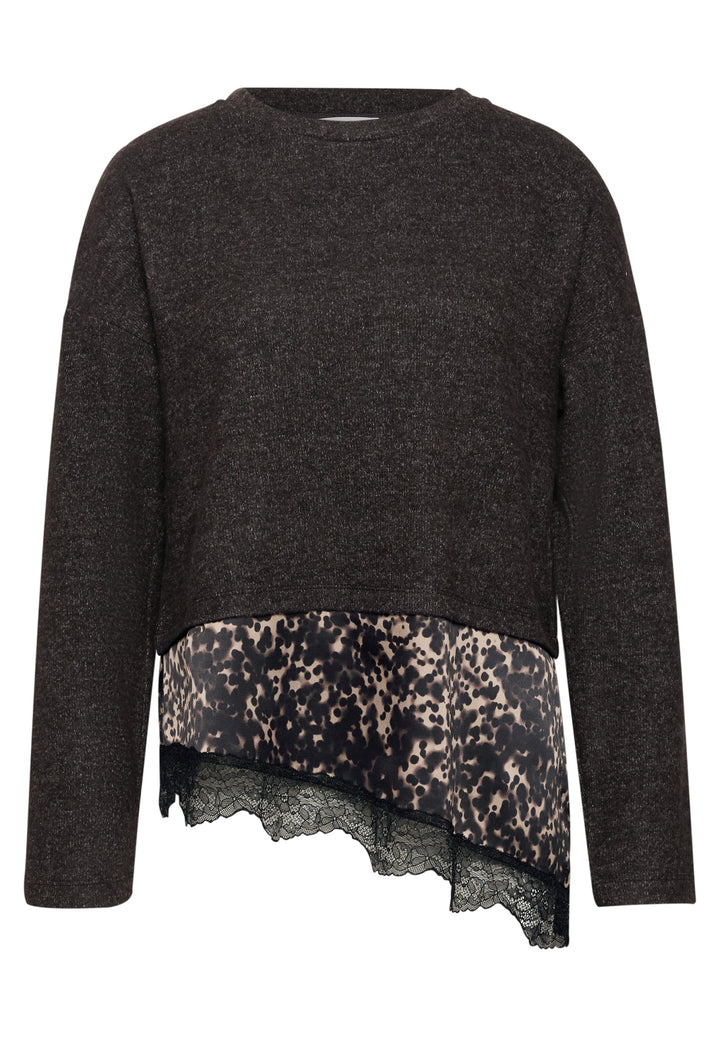 Studio_Shirt w.printed woven l, charred brown 37850 Bild 1