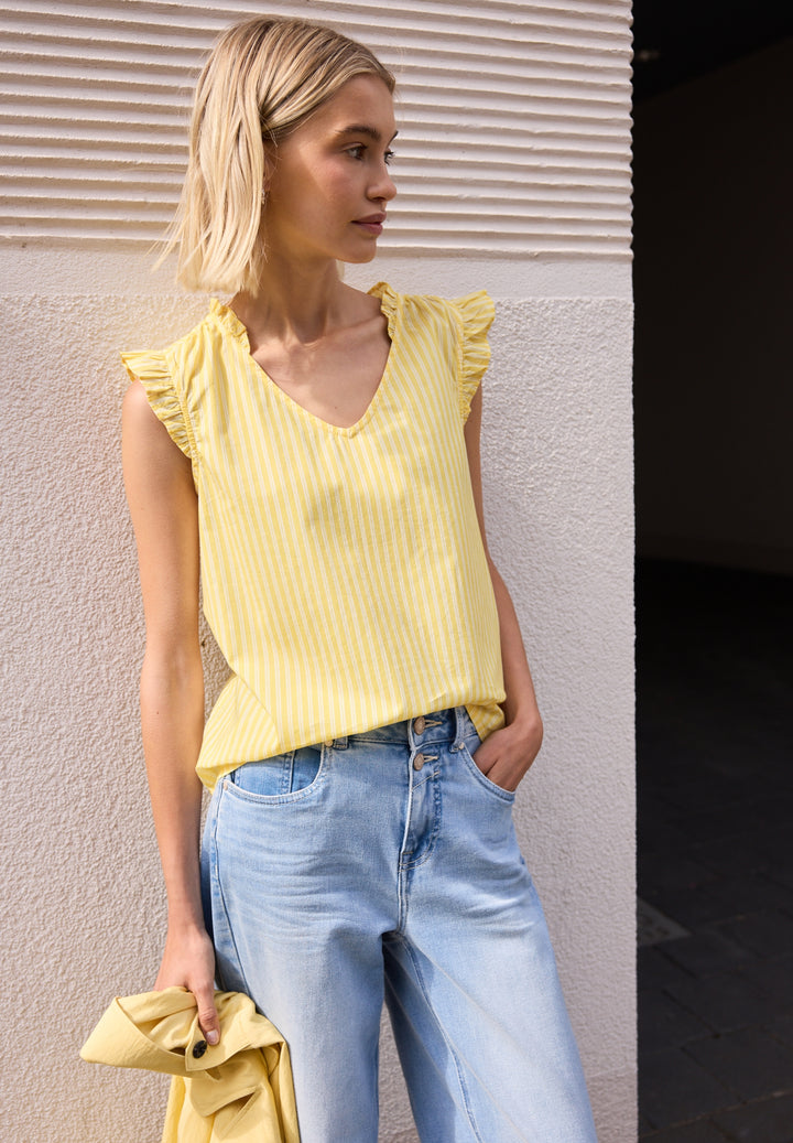 Studio_Striped V-neck blouse w, snap yellow 27739 Bild 3