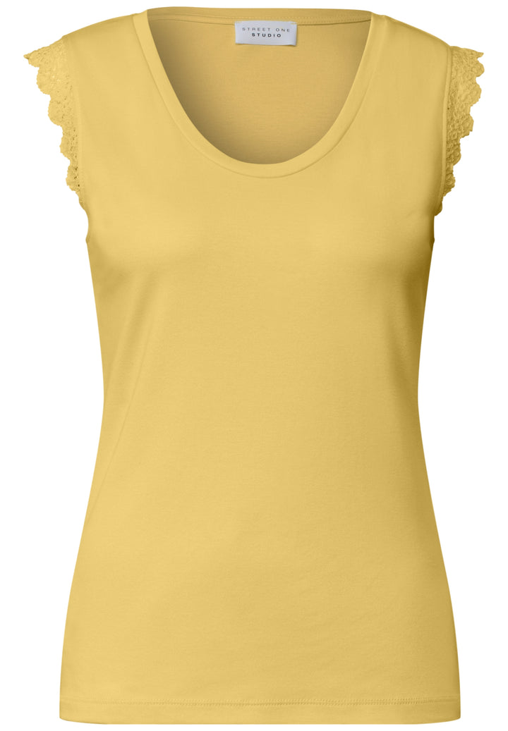 Studio_V-neck top w.lace frill, snap yellow 17739 Bild 1