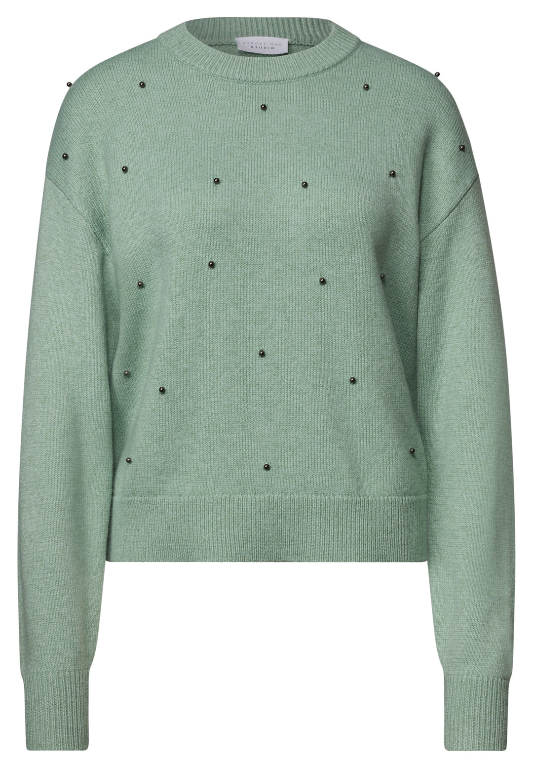 Sweater with beading, grayed mint mel. 17950 Bild 1