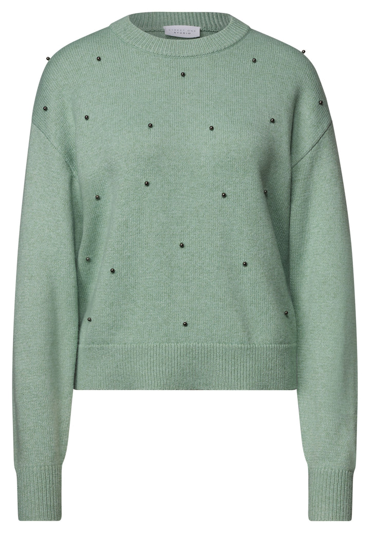 Sweater with beading, grayed mint mel. 17950 Bild 1