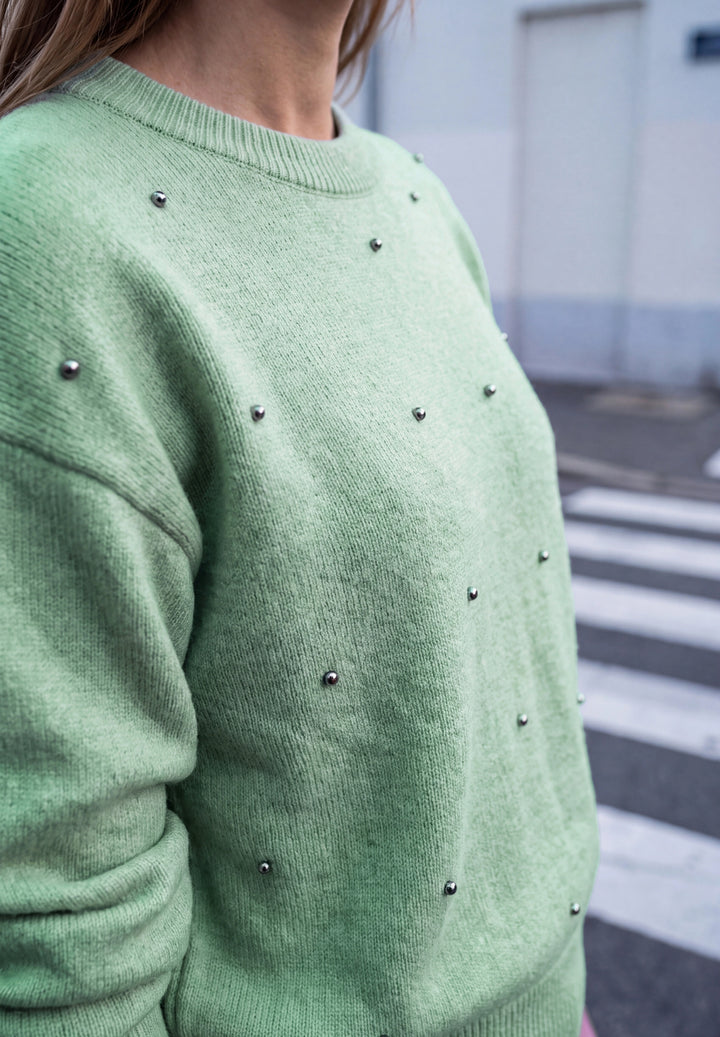 Sweater with beading, grayed mint mel. 17950 Bild 6