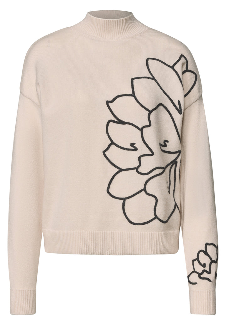 Sweater with flower, creamed sand mel. 27882 Bild 1