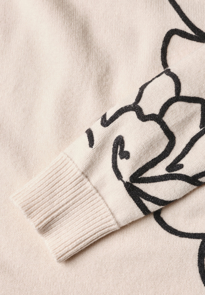 Sweater with flower, creamed sand mel. 27882 Bild 2