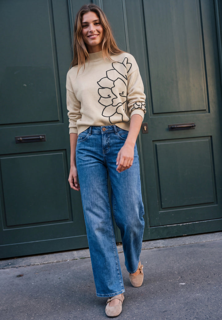Sweater with flower, creamed sand mel. 27882 Bild 5