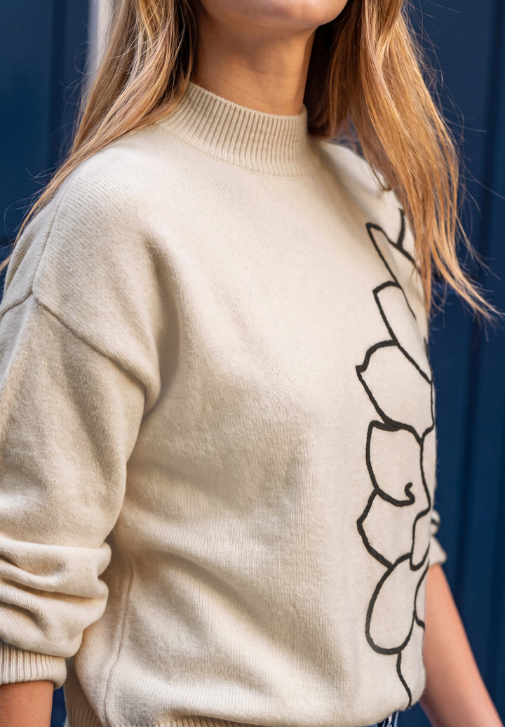 Sweater with flower, creamed sand mel. 27882 Bild 6