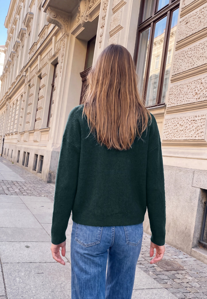 V-neck cardigan, mossed green mel. 18112 Bild 4
