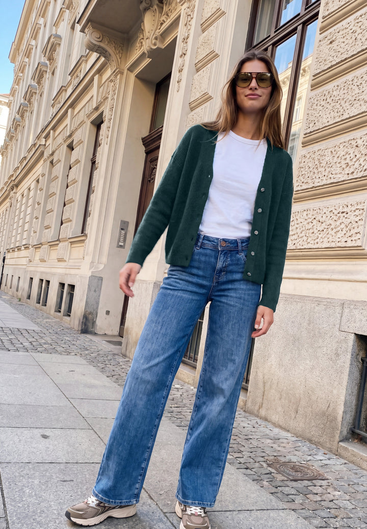V-neck cardigan, mossed green mel. 18112 Bild 5