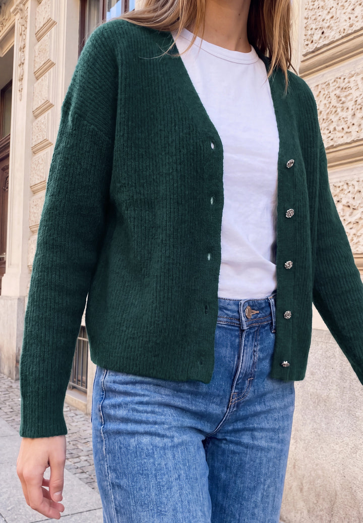 V-neck cardigan, mossed green mel. 18112 Bild 6