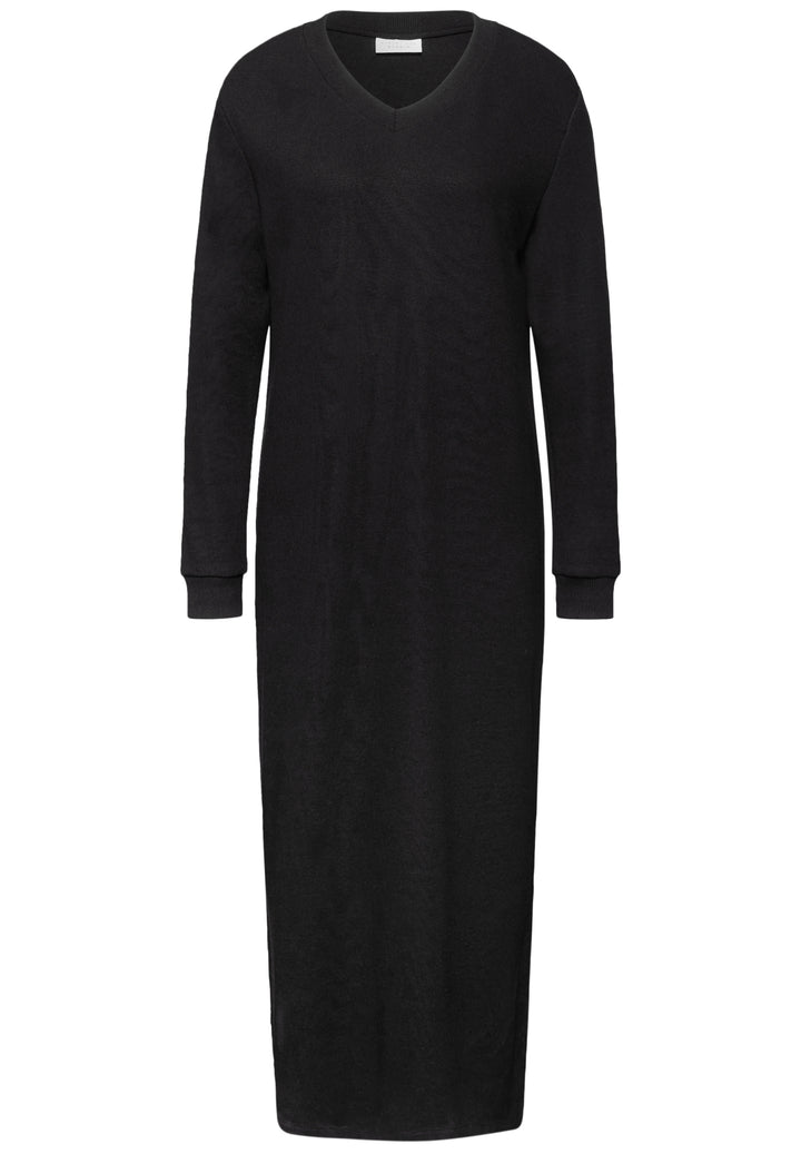 V Neck Dress_solid, Black 10001 Bild 1