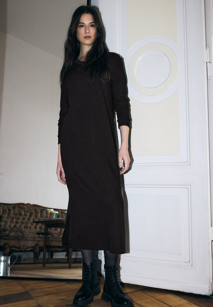 V Neck Dress_solid, Black 10001 Bild 5