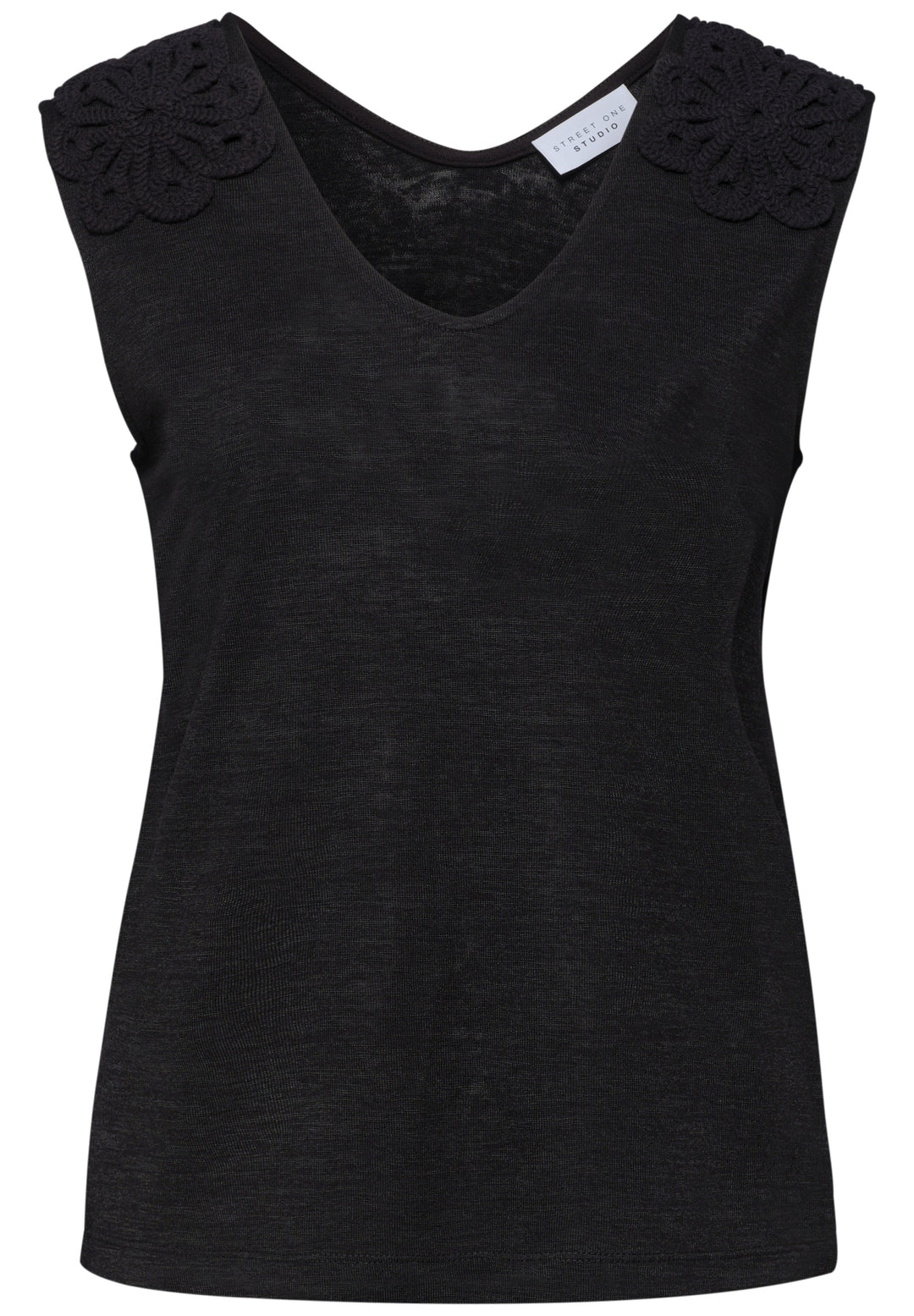 v-neck top w.lace shoulder, Black 10001 Bild 1