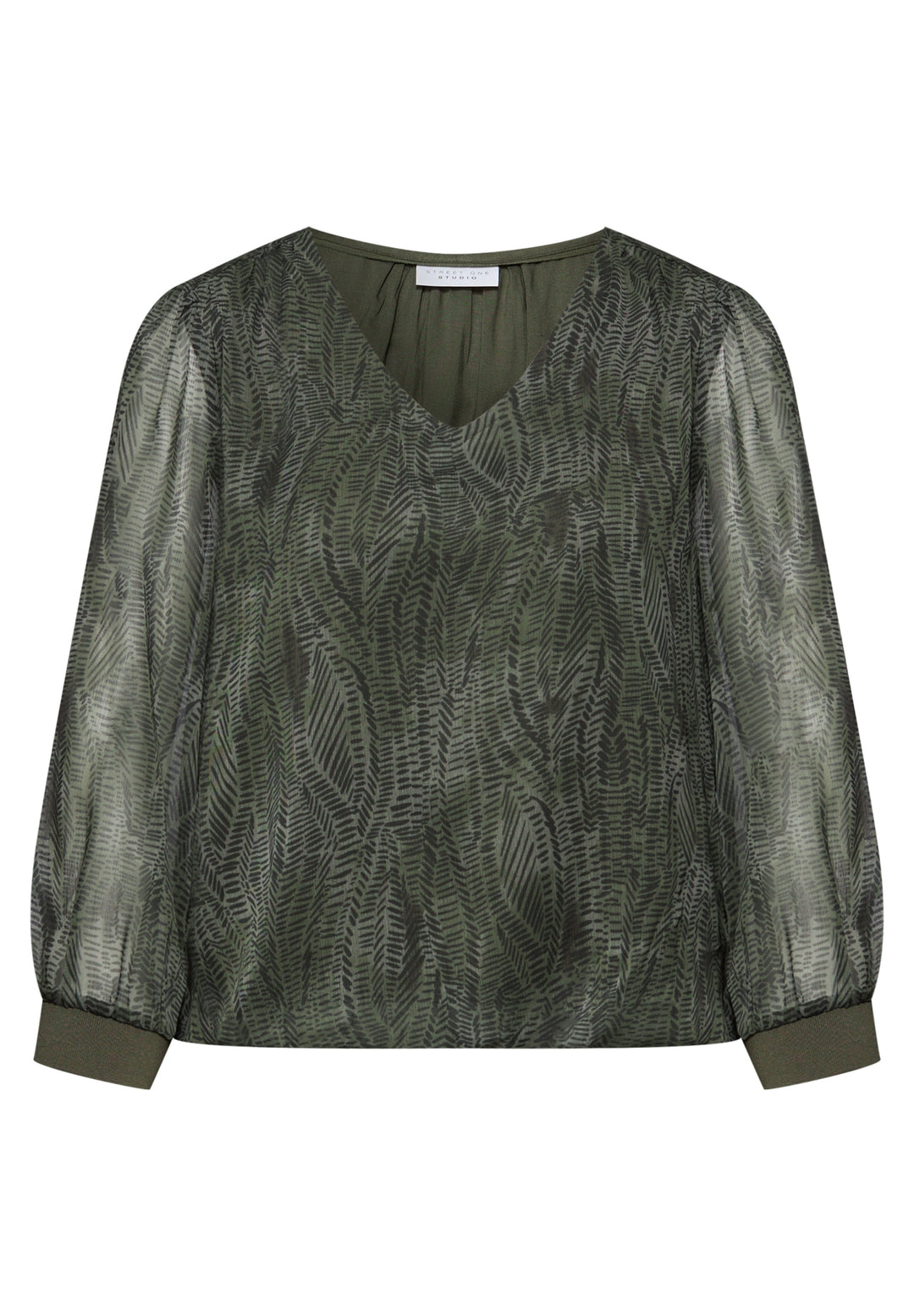 Vneck Chiffon tunic blouse w g, oil green 36303 Bild 1