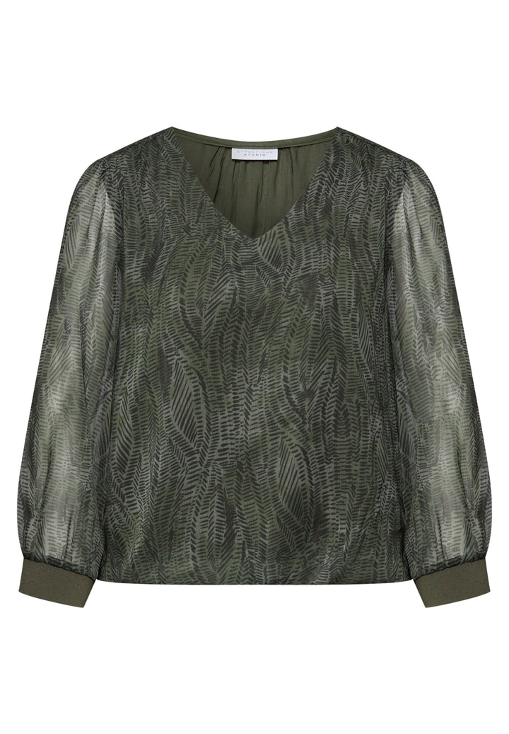 Vneck Chiffon tunic blouse w g, oil green 36303 Bild 1