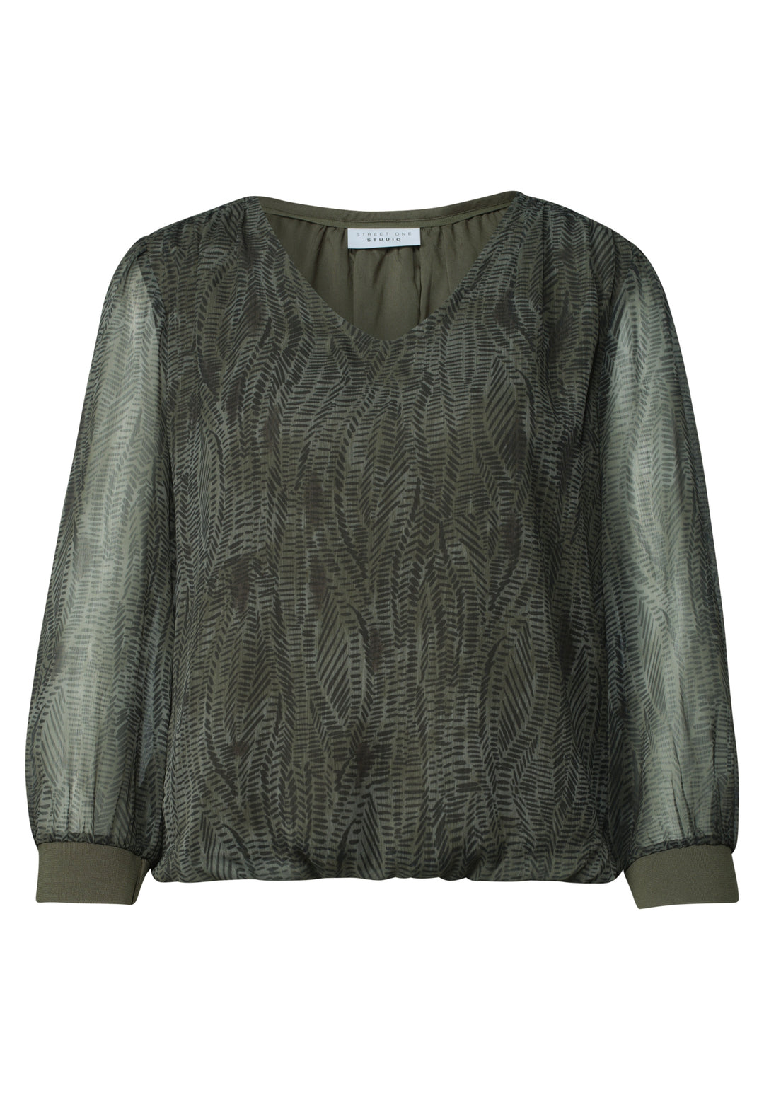 Vneck Chiffon tunic blouse w g, oil green 36303 Bild 1