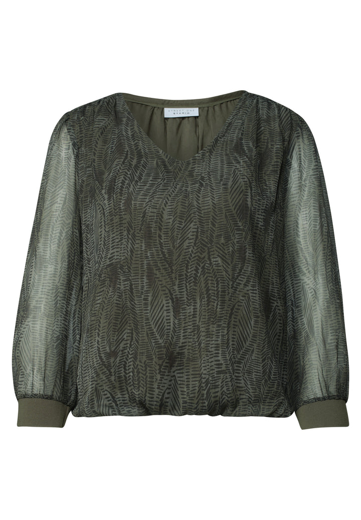 Vneck Chiffon tunic blouse w g, oil green 36303 Bild 1