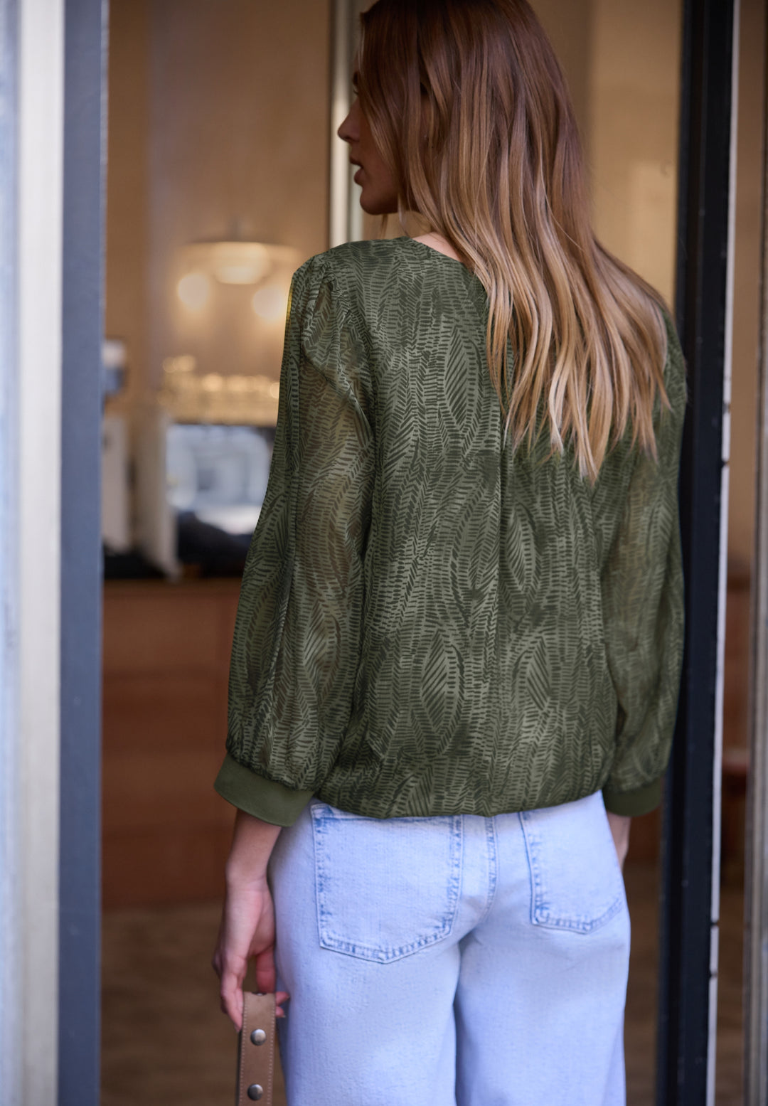 Vneck Chiffon tunic blouse w g, oil green 36303 Bild 4