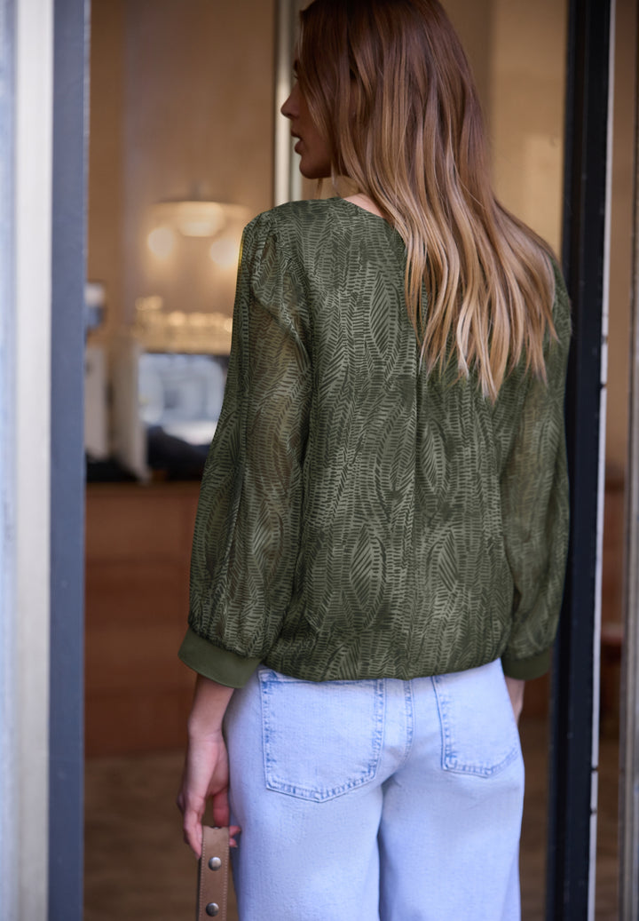 Vneck Chiffon tunic blouse w g, oil green 36303 Bild 4