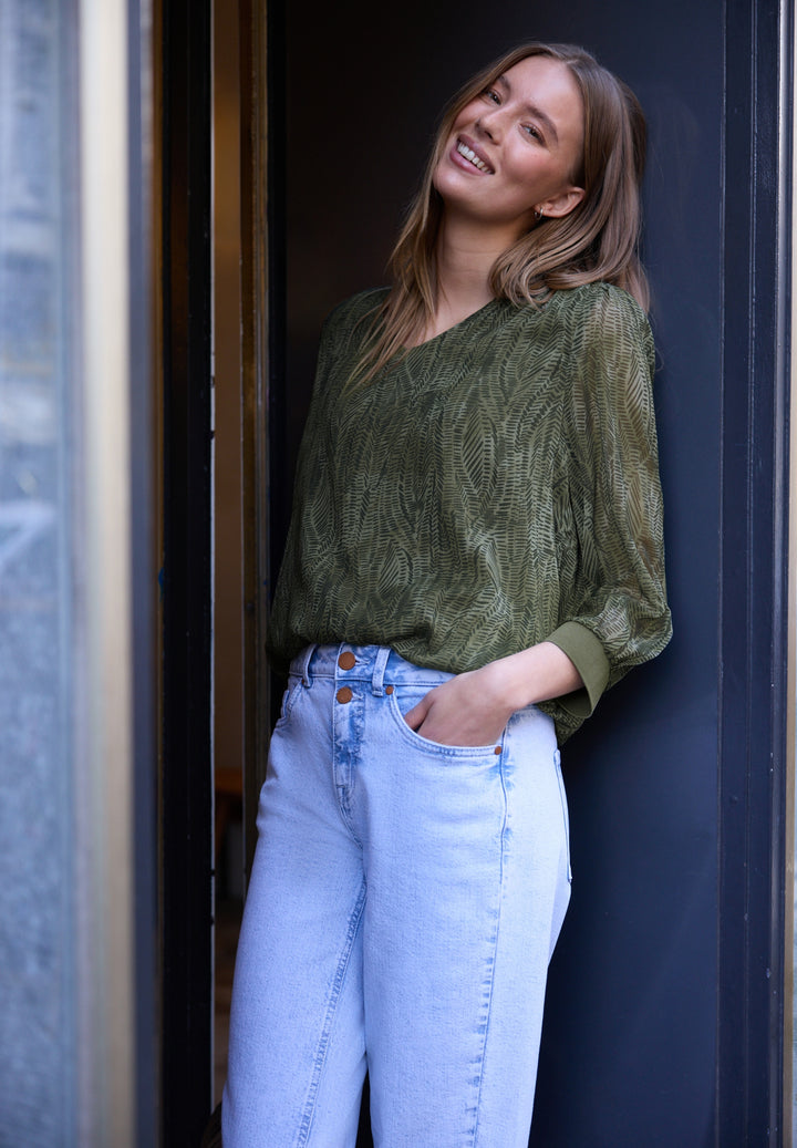 Vneck Chiffon tunic blouse w g, oil green 36303 Bild 6