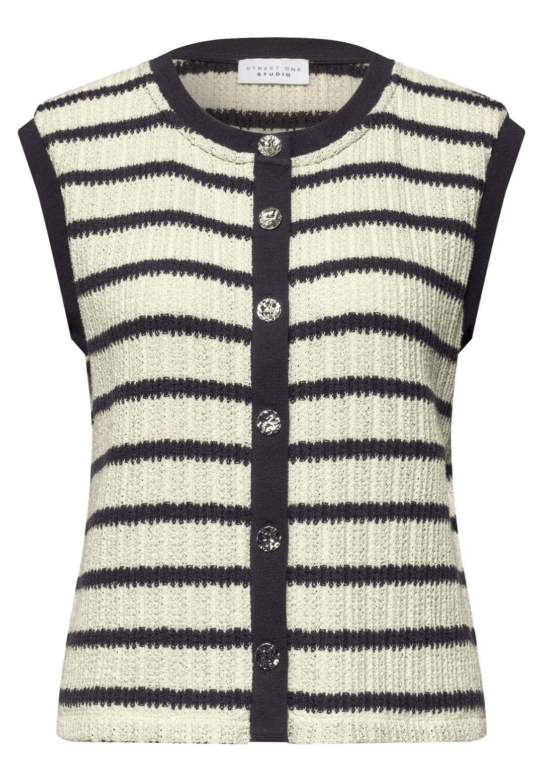 yds knit look top w.deco butto, off white 20108 Bild 1