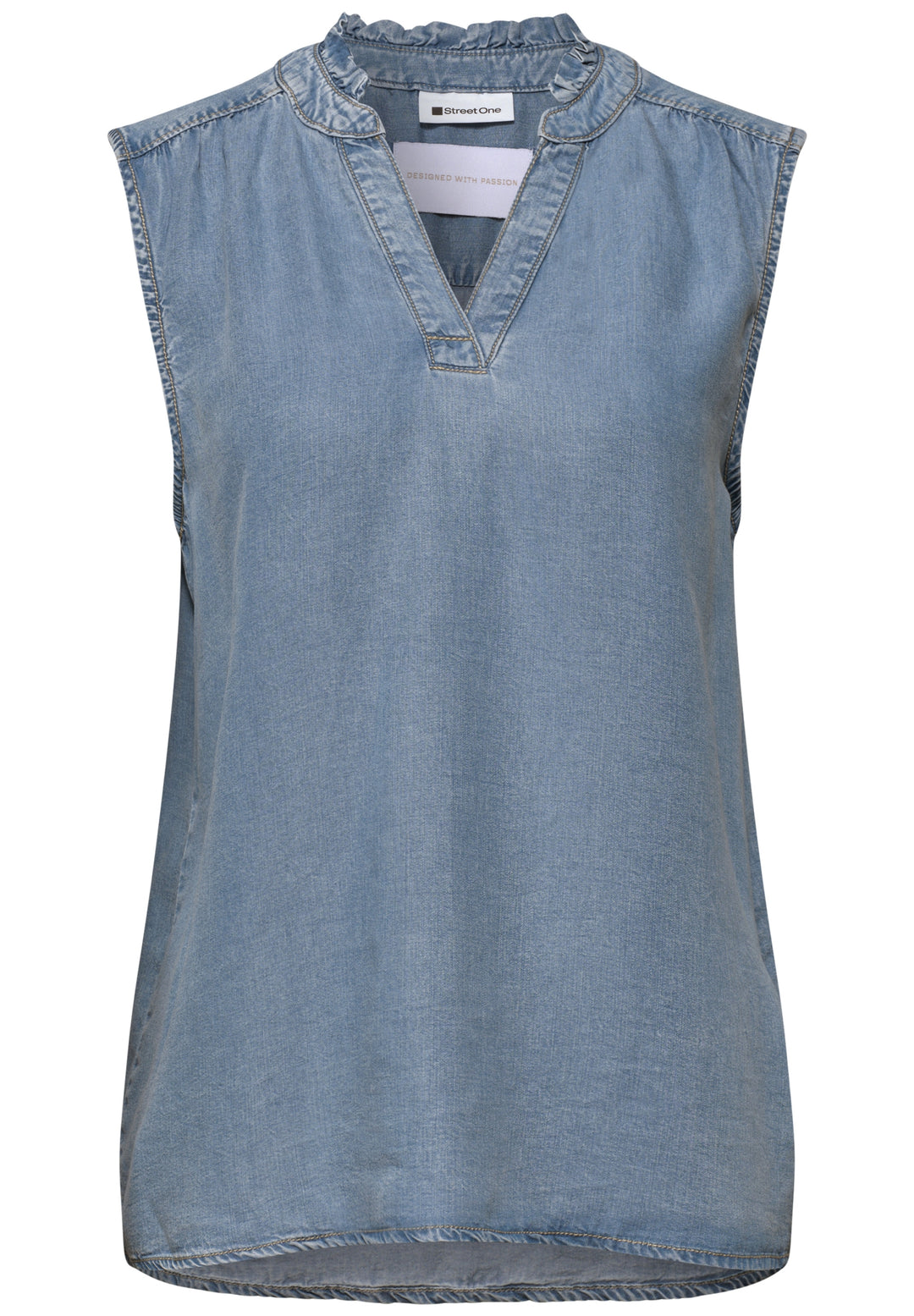 Style,Blouse ruffles,light blu, Light Blue Washed 18087 Bild 1