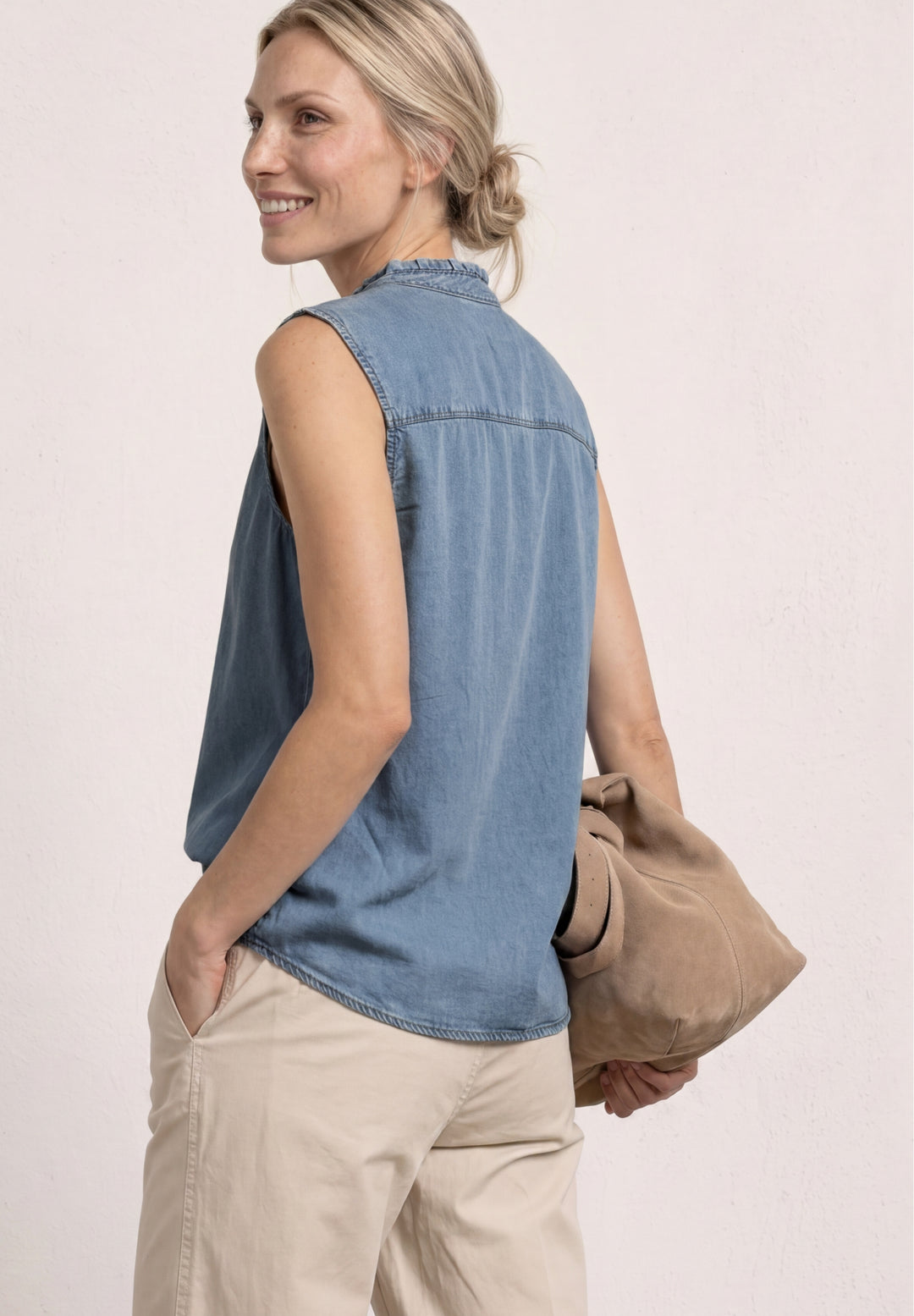 Style,Blouse ruffles,light blu, Light Blue Washed 18087 Bild 4