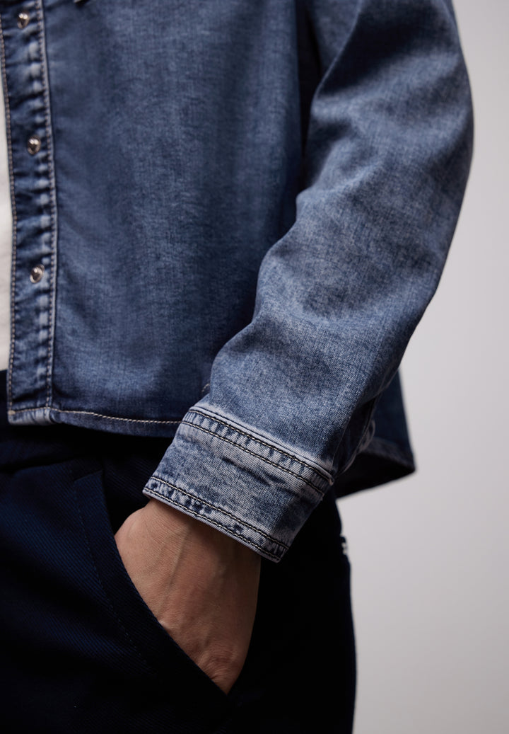 Style Denim-Blouse,mid blue, Medium Blue Soft washed 17786 Bild 6