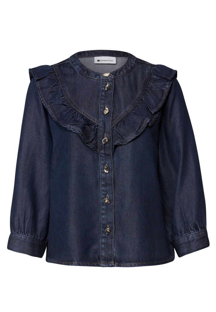 Style Denim,Blouse,rinse wash, Dark Blue Soft Washed 18265 Bild 1