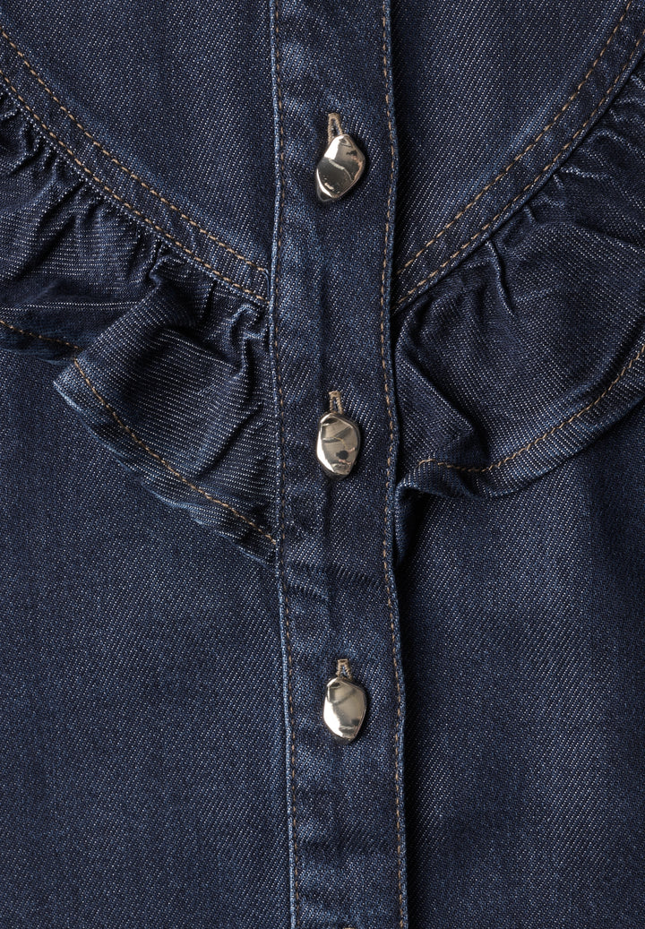 Style Denim,Blouse,rinse wash, Dark Blue Soft Washed 18265 Bild 2