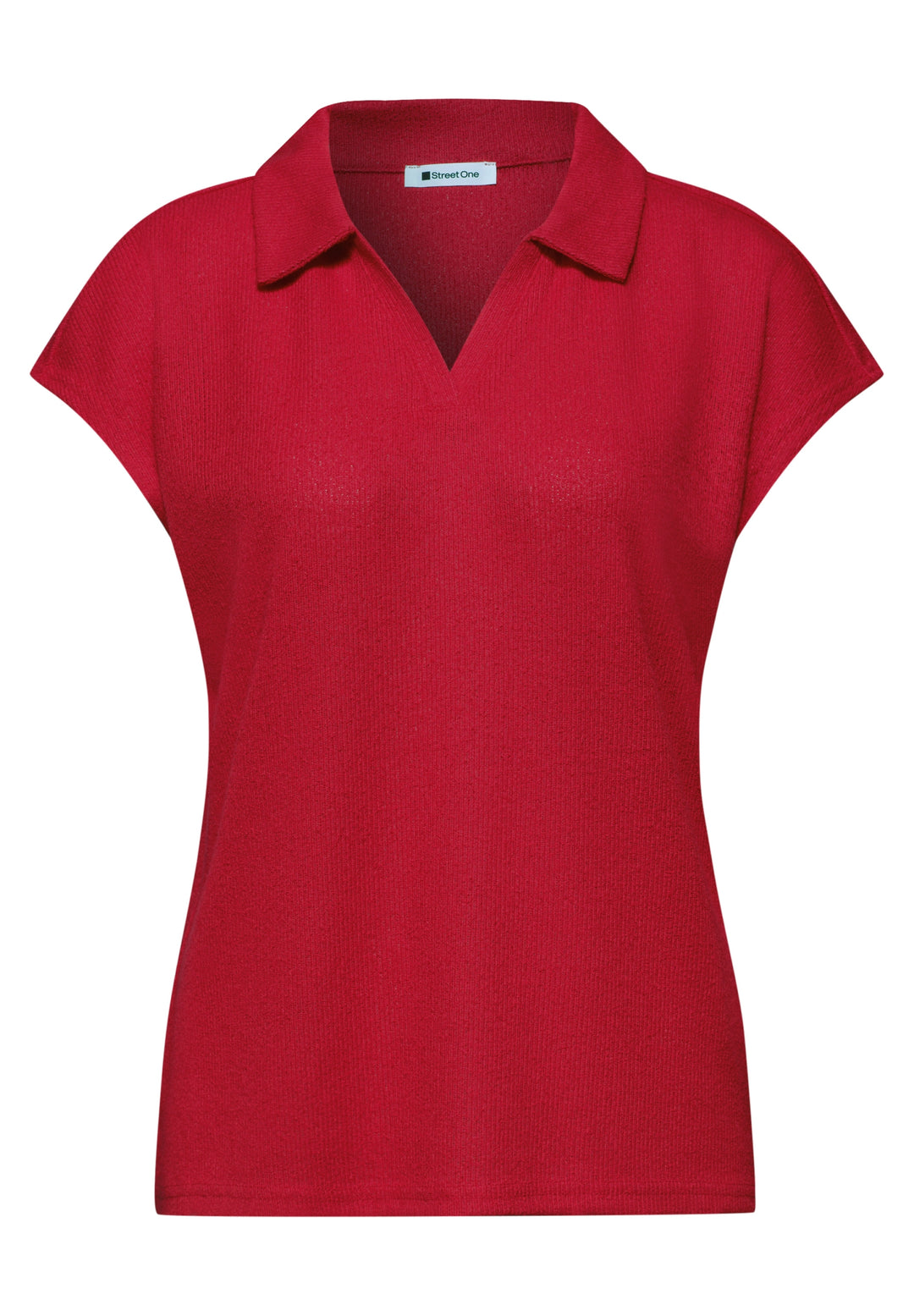 summer knit look polo shirt, salsa red 17504 Bild 1