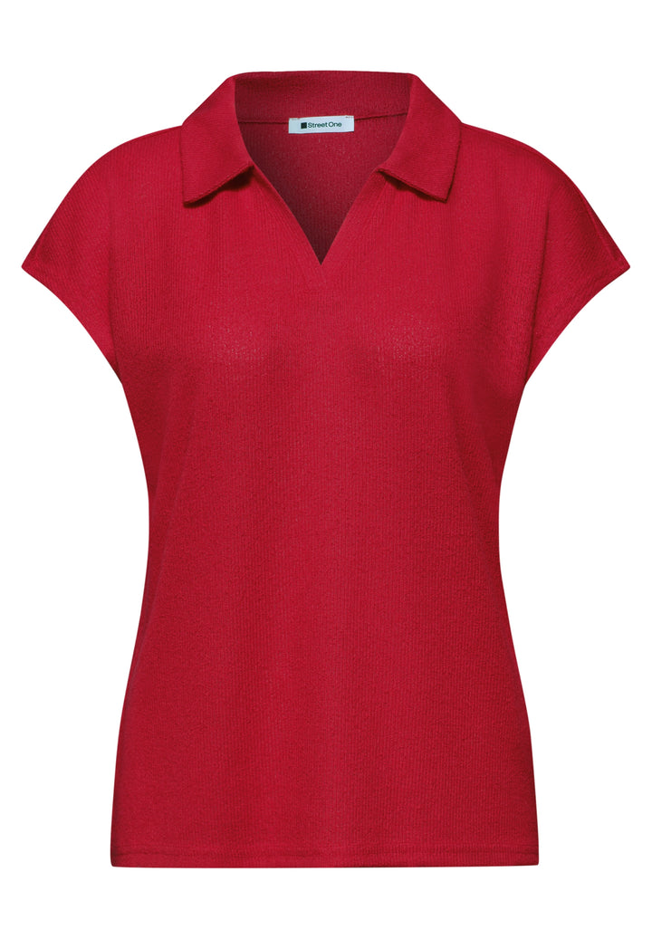summer knit look polo shirt, salsa red 17504 Bild 1