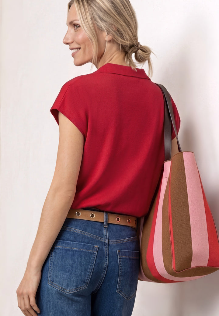 summer knit look polo shirt, salsa red 17504 Bild 4
