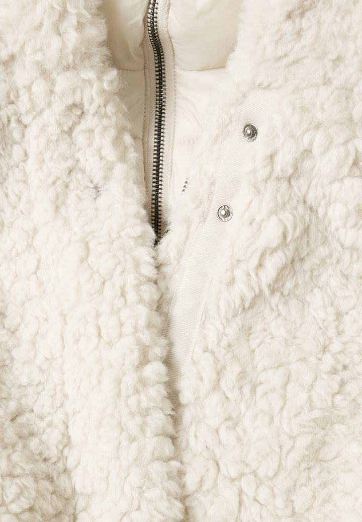 Teddy Coat w. Hoody and Padded, smooth stone sand 14955 Bild 2
