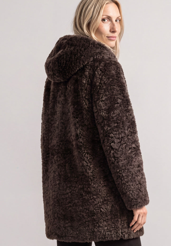Teddy Coat w. Hoody and Padded, auburn brown 17111 Bild 4