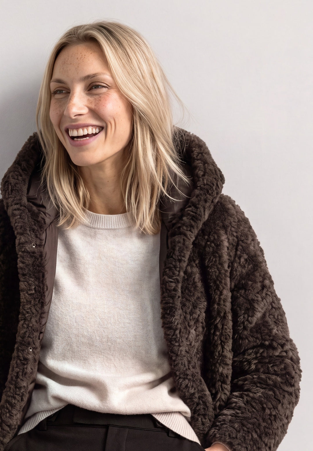 Teddy Coat w. Hoody and Padded, auburn brown 17111 Bild 7