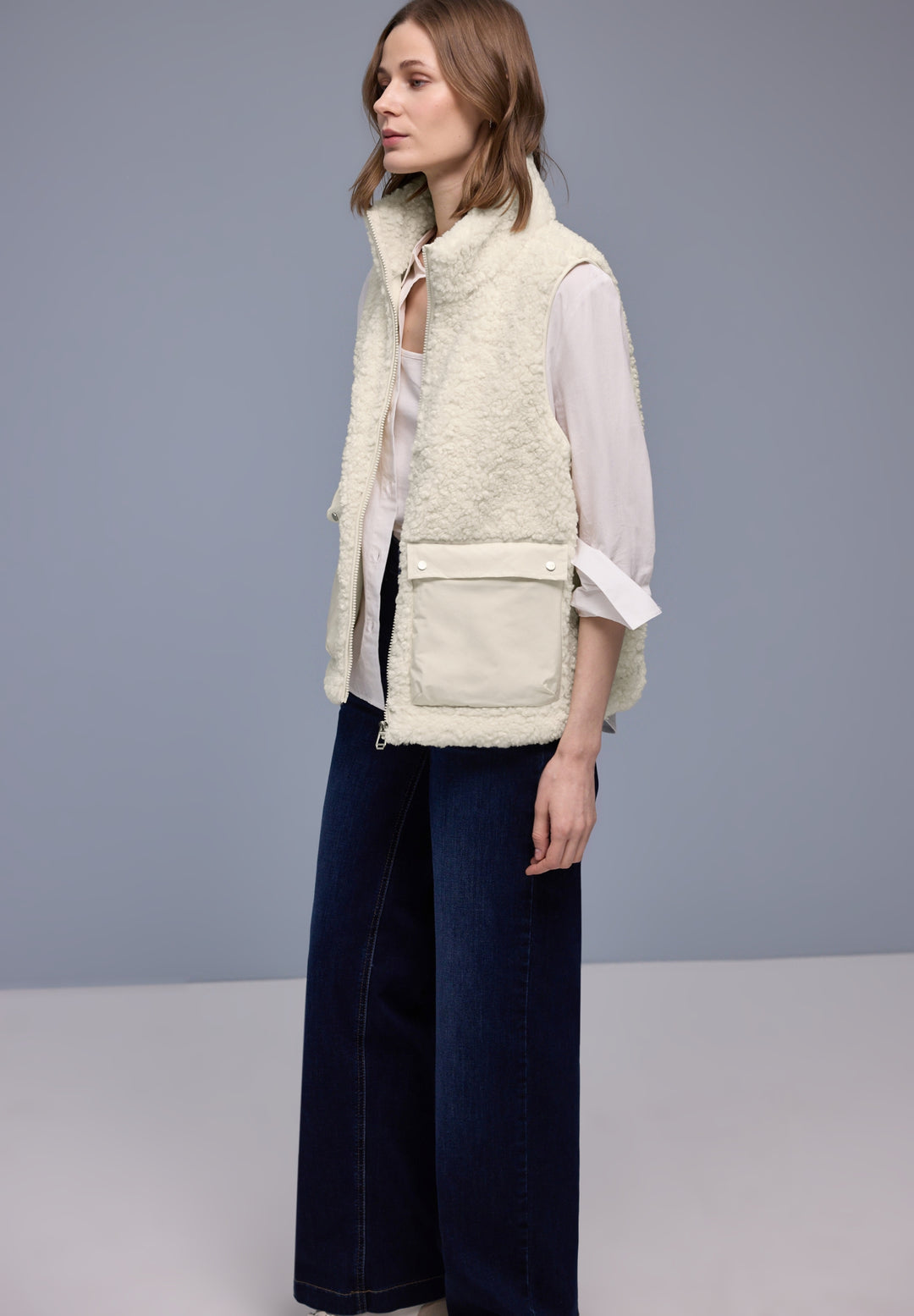 Teddy Vest w. Patched Pockets, eggshell ecru 14035 Bild 7