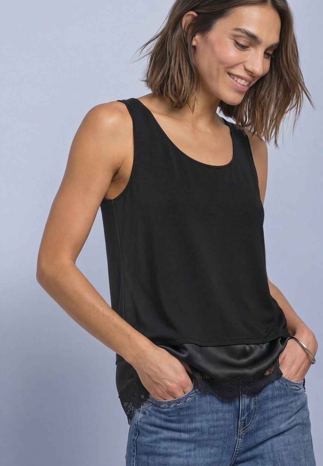 top w.diagonal woven bottom, Black 10001 Bild 6