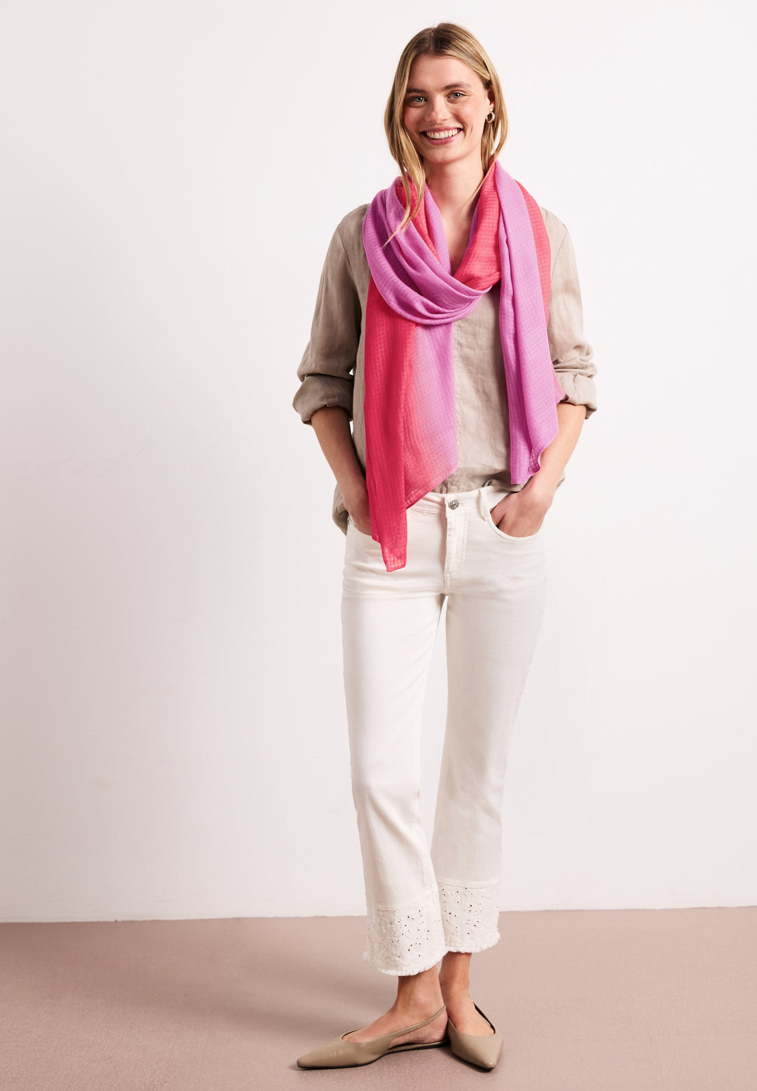 Transparent Grid Longscarf, salsa red 27504 Bild 4