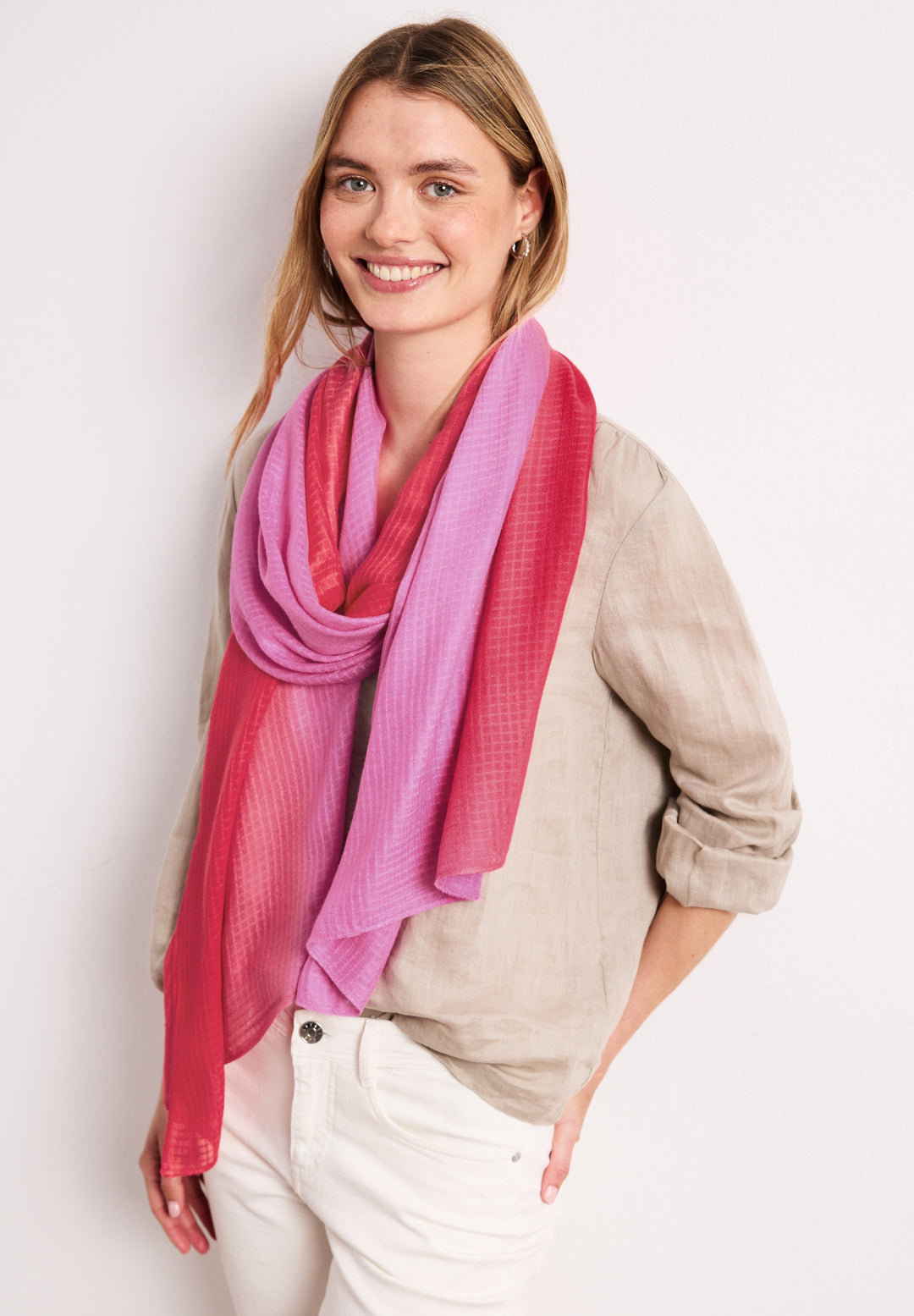 Transparent Grid Longscarf, salsa red 27504 Bild 5