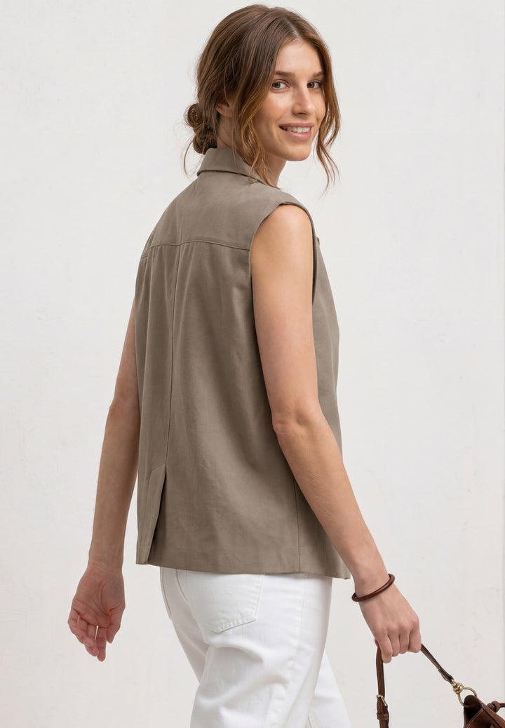 Vest A-Line Rever Pocket Twill, dark beige 17729 Bild 4